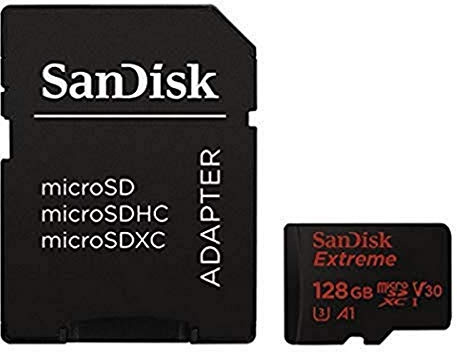 Tarjeta de memoria SanDisk Extreme 128 GB microSDXC para Smartphone, tabletas y cámaras MIL + adaptador SD, velocidad de lectura hasta 100 MB/s, Clase 10, U3, V30 y A1