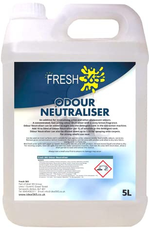 IDEAL 365 5L Urine Odour Neutraliser & Carpet Cleaner Fluid – Concentrated Pet Stain Remover & Foul Odor Destroyer – Professional Grade Zesty Lemon Fragrance, Multi-Surface Deodoriser (5 Litres)