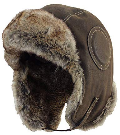 Fliegermütze aus Kunstfell, Ushanka-Stil Gr. Small, braun
