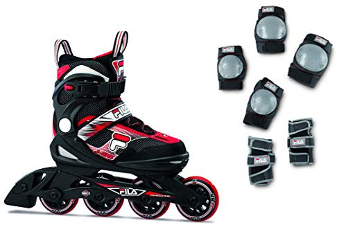 FILA J-ONE Combo 2 Inline Skate 2022 Black/red inkl. Schonerset, 32-36