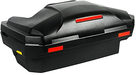 Universal Quad ATV Heck Koffer wetterfest aus LLDPE Kunststoff (stoßfest) Lehne mit Rückenpolster, Transportkoffer abschließbar mit großer Ladeöffnung, Heckkoffer Topcase inkl. Befestigungsmaterial