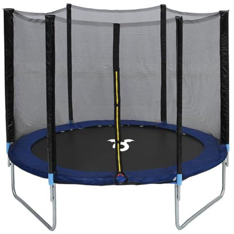 CHARLES BENTLEY Monster, Children's, 8ft Trampoline, with Safety Net Enclosure, Foam Padding, Galvanised Steel Frame, Sports, Gymnastics, Outdoor Play, Family, Kids, Enclosure Poles (244x244x200cm)