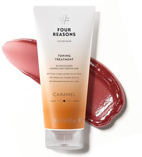 Four Reasons Haartönung Conditioner - Karamell - Natürliche Spülung und Intensivtönung für Haare - Semi permanente Haarfarbe in Braun - Intensive & Schonende Farben Tönung