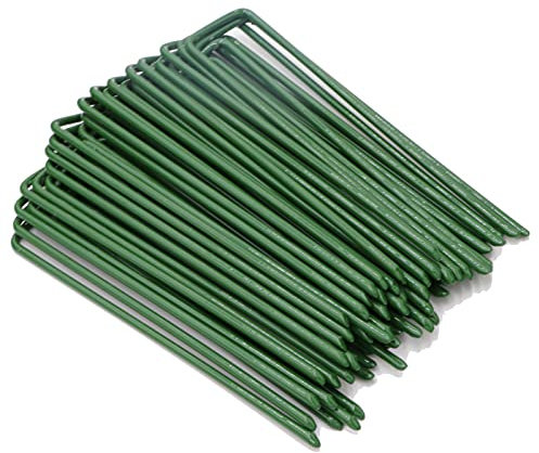 Garden Pegs Steel Stakes Securing Lawn Staples U Shaped Ground Peg Nail Pins for Weed Control Membrane Weed Landscape Fabric Artificial Grass Matting Netting Fleece 6'' 40 Pack