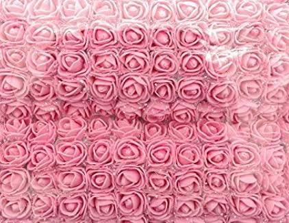 Huaao 144 Unidades de Flores Artificiales de Polietileno, Mini Espuma, 2 cm para Decoración de Bodas, Artesanía, Creativas - Rosa