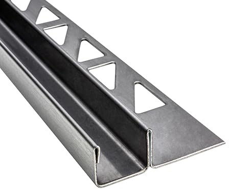 Glas-Fliesenprofil Edelstahl Klemmprofil Wandprofil V2A 2m 12.5mm 13mm | Für saubere Fliesenkanten und ruhige Abschlüsse an Wand oder Boden, für 12,5mm Fliesenhöhe, 2m, 13mm Glas, 12,5mm