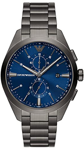 Emporio Armani Herrenuhr, Quarz-Zweizeiger-Chronographenwerk und 43mm Gehäusegröße mit Edelstahlarmband