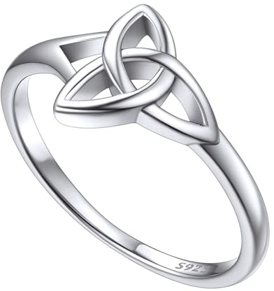 FOCALOOK Ehering Partnerring für Männer 925 Silber Triquetra Verlobungsring Trauring Herren Keltischer Schmuck für Valentinstag Größe 64 (20.4)
