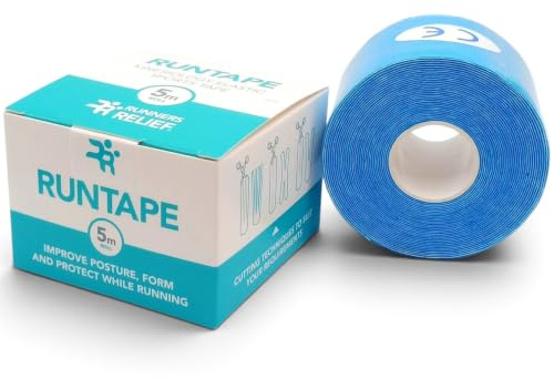 RUNTAPE Kinesiology Tape - 5cm x 5m, Waterproof, Blue, Elastic, Multi-Sport