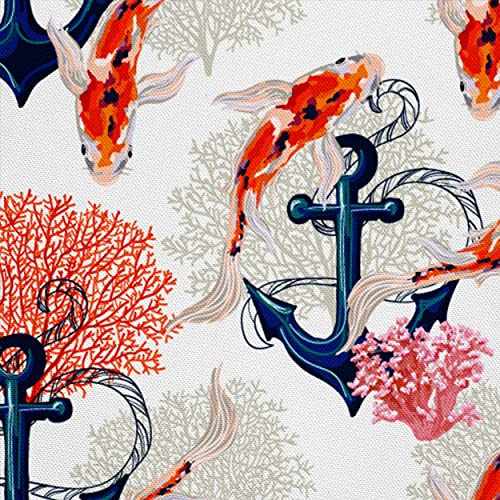 HEKO PANELS Stoff Oxford wasserdicht, Koi Fische, 1 Meter 155 x 100 cm | Dekostoffe zum Nähen und Handwerken, blickdichte Möbelstoffe, Nähstoffe DIY, als Meterware erhältlich