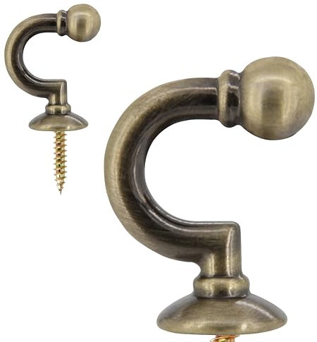Vorhanghalter, 2 Stück Wandmontierte Vorhang-Raffhalter mit Schrauben, Fenstervorhanghalter, Metall, Vorhanghaken, Wandaufhänger, antikes Messing