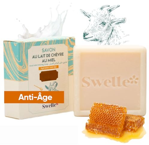 SWELLE Sapone al latte di capra da 100 g con miele, sapone per il latte di capra, da uomo e da donna, 1 sapone, sapone per l'acne, sapone naturale, anti brufoli, viso, sapone per il corpo, sapone
