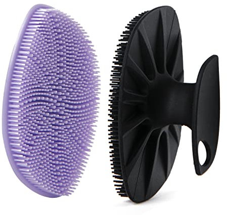 HieerBus Brosse Nettoyante Visage exfoliant peau sensible, gommage démaquillant, anti-âge, délicat, Skin Care nettoyant en silicone pour tous les types de peau (Noir + violet)