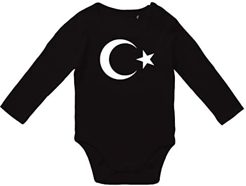 Huuraa Jungen und Mädchen Strampler Türkei Halbmond und Stern Geschenk Größe 80 Black Bio Baumwolle Fairtrade Türkei Mitbringsel