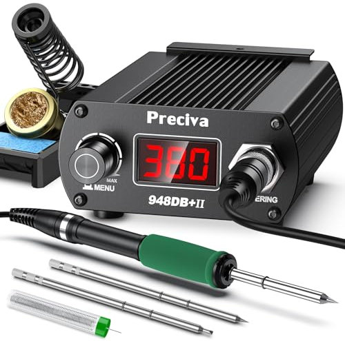 Lötstation Lötset 60W Lötkolben, Preciva einstellbare Temperatur mit Entlötpumpe Lötkolbenständer Feinlötkolben Soldering Set für Schule Labor Hobbylöten