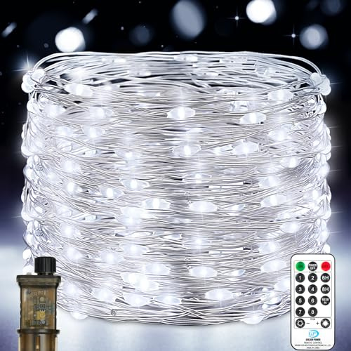 Lichterkette Innen mit Stecker, 15M 150LED Lichterkette Außen mit Timer Fernbedienung, 8 Modi Lichterketten, Lichterkette Außen Strom für Innen Außen Weihnachten Halloween Hochzeit Kaltweiß