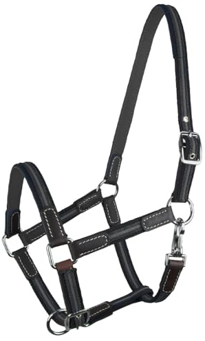 Brama West Pferderhalfter Ruby - 2 Fach verstellbar - mit Leder - Weidehalfter - Grau - Gr. Pony