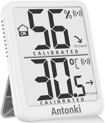 Antonki Room Thermometer Small Hygrometer Indoor Humidity Monitor Sensor, Digital Temperature and Humidity Meter Gauge for Home, Baby Nursery, Reptile, Greenhouse - Battery Included