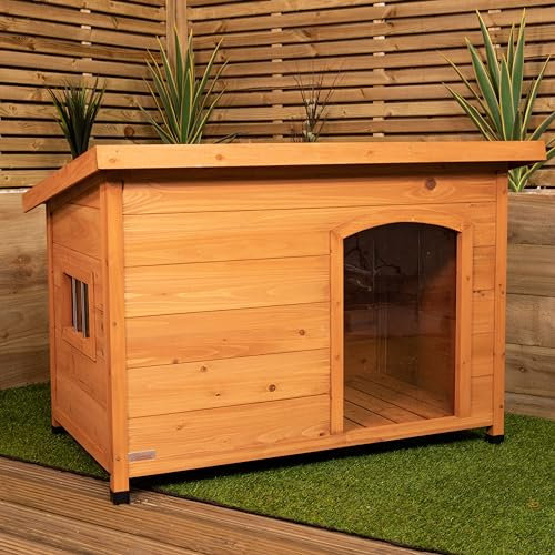 Samuel ALEXANDER 72cm x 1.04m Medium Outdoor Garden Cosy Wooden Dog House Kennel with Window