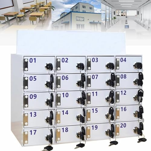 CYMYYDS Handy-Spind mit 20/25/30/40/50/60 Steckplätzen, Handy-Schließfach zur Wandmontage mit Türschlössern und Schlüsseln, Taschenspind für Büro, Schule, kleines Gitter,25Grids