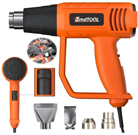 Heat Gun for Crafts - 2000W Paint Stripper, Hot Air Gun w/ 2 Temperature Settings 300℃ & 600℃, Overload Protection, 1.5s Fast Heating, 4 Nozzles - Heat Gun for Paint Stripping, Shrinking PVC, Crafts