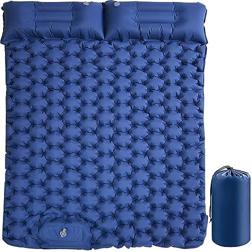 GYPWAN Isomatte Selbstaufblasend, Camping luftmatratze Selbstaufblasend mit Integrierten Kopfkissen Outdoor Campingmatte Faltbar Thermo Matte Schlafmatte Für Zelt Trekking Strand, Blau