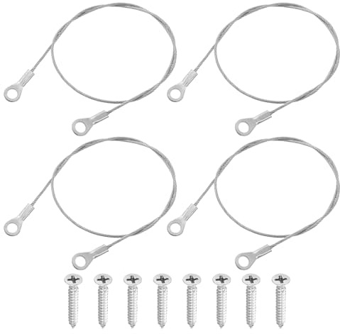 QUARKZMAN 4 Piezas de Cable de Cordón con Ojales 40cmx1.5mm | Cable de Acero Inoxidable 304 con Tornillos Autorroscantes para Conectar Muebles, Colgar Lámparas