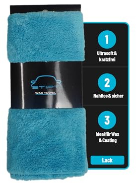 Stipt Wax Towel - Ultraweiches, nahtloses Mikrofasertuch für kratzfreies Polieren - Perfekt Ceramic Wax und High Gloss - 40x60 cm, 70% Polyester, 30% Polyamid - Ideal für Autopflege