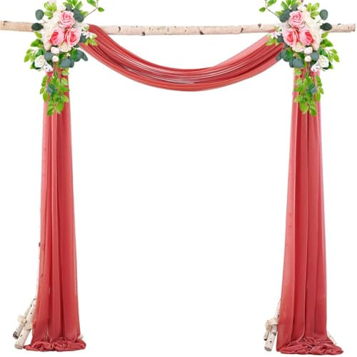 HSTWODE Klassische Farben 0,75 * 6/10m Tischläufer Tüll hochzeitsbanner traubogen Hochzeit hausbett deko tüll gardine Für Fotografie, Partys, Hochzeiten (rot, 1000 * 75cm)