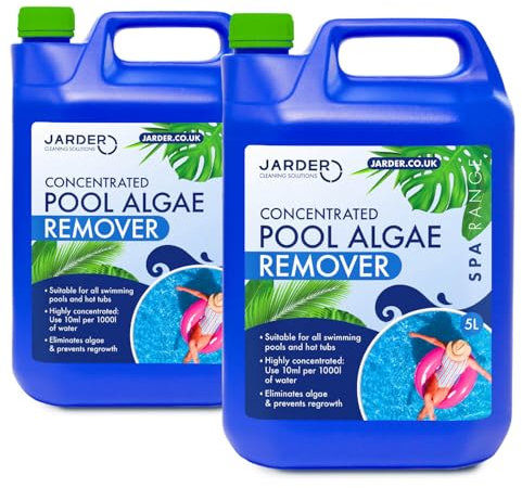 Jarder Hot Tub and Pool Algae Remover 10L - Super Concentrated Formula - Removes Algae Immediately - Prevents Algae Regrowth
