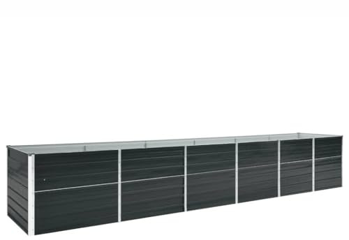 Myheimly Hochbeet Pflanzkübel Pflanzbeet Gemüsebeet Gartenbeet Frühbeet Blumenkasten Pflanzkasten Garten Verzinkter Stahl Anthrazit 480 x 80 x 77 cm