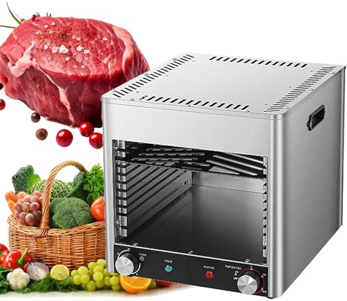 VNATWGOO Asador EléCtrico para Carne De Res De 1700 W Y 3400 W, MáQuina EléCtrica para Carne De Res, Parrilla Comercial para Carne De Res De 800 ℃, Temperatura De Tiempo Ajustable,NPJ-004-110V