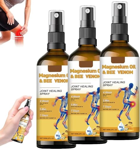Magnesium Oil Bee Venom Joint Healing Spray,Professionnel Bee Venom Sprays,BeeVenom Arthritis Spray,Bee Venom Pain Relief Sprays,Effective Relief for Back, Neck, Hands, Kneel(3 Pcs)