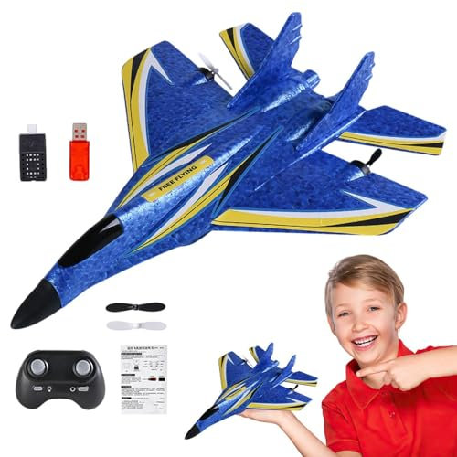 Gcerfby Ferngesteuertes Flugzeug, RC-Flugzeuge für Kinder - LED-Flugzeugspielzeug mit Buntem Licht,RC-Flugzeugspielzeug für frühes Lernen, 2,4 GHz Outdoor-Flugspielzeug für Kinder, Mädchen, Anfänger