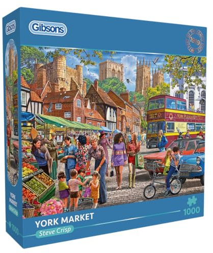 Gibsons York Market 1000 Piece Jigsaw Puzzle for Adults Nostalgic Beautiful Colourful Artwork Sustainable Puzzle Premium 100% Recycled Board | Great Gift
