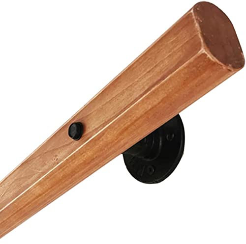 Rutschfester Treppenhandlauf aus Holz mit industriellen Handgeländern, Stützstange, Wandhalterung, Handlauf für Innen- und Außentreppen, 70 cm