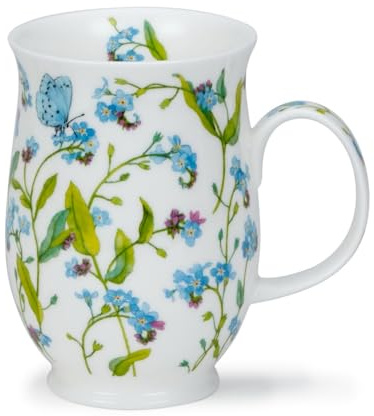 Dunoon Suffolk Forget Me Nots Tasse aus Feinem Knochenporzellan, 0,31 l, Blumenmuster, Blau