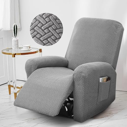 BUERPINKING Sesselbezug 4er Set, All-Inclusive Sessel überzug, Sesselschoner für Relaxsessel und Fernsehsessel, Stretch Waschbar Stuhlbezug mit Taschen, für Fernsehsessel Liege Sessel