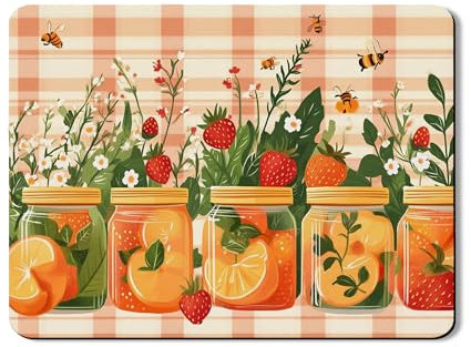 Abtropfmatte für Obstgläser, für Küchentheke, Retro-Orange, botanisch, saugfähig, Gummi, Abtropfmatte, Frühlings-Heimdekoration, Trockenunterlage für Küchentheke, Kaffee, Bar, Schutz, 45,7 x 61 cm