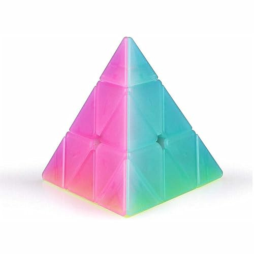 XMDCuber QY Toys Jelly Pyramid 3x3 Cube,Stickerless 3x3x3 Triangle Speed Cube Jelly Color