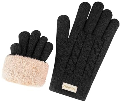 Bobelle Wear Alpaka Handschuhe Damen,Winterhandschuhe Touchscreen Wollhandschuhe,Thermohandschuhe Warm Fleece Skihandschuhe (Schwarz)
