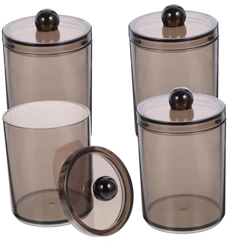 COLLBATH 4piezas Caja De Hisopos De Algodón Transparente Porta Discos De Algodón Pequeño Organizador De Baño Con Tapa Contenedor De Almacenamiento Para Baño Pequeño
