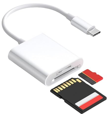 USB C SD Card Reader, Camera Card Viewer Reader Type C Card Reader with Dual Slot Memory Card Reader Compatible with iPhone 15/ Pro Max/Pro/Plus, iPad Pro, MacBook Pro/Air, Galaxy S8 to S23