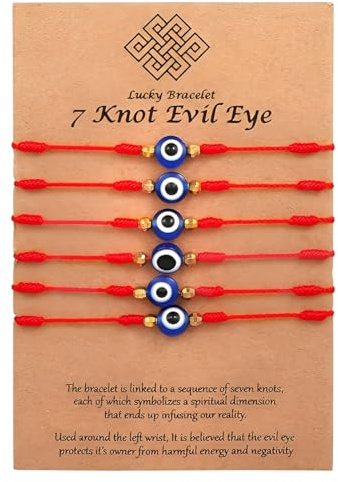 THQAE 6 Pezzi Bracciale Filo Rosso del Destino, Filo Rosso Bracciali, Braccialetto Kabbalah Rakhi Intrecciato Portafortun per Uomini Donne Ragazzi Ragazze Protezione