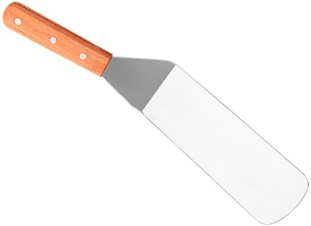 GARVALON Spatule de Grill Acier Inoxydable avec Manche Bois Turner pour Barbecue et Plancha Outil Essentiel pour Viande Poisson et Crêpes Résistante et Facile à Nettoyer