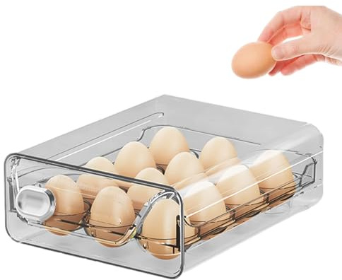 Contenedor de huevos para refrigerador, dispensador de cajones apilable transparente, bandeja de huevos para refrigerador, para mesa, armario, cocina, cocina al aire libre, hornear, Acción de Gracias