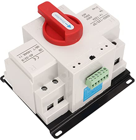 Jeffergarden Interruttore di Trasferimento Automatico A Doppia Alimentazione, Lega di Alluminio ABS, Interruttore di Commutazione Generatore 125 A 400 V per e Generatori