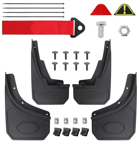 Auto Paraspruzzi Per Land Per Rover Per Defender 90 110 L663 2020-2023 Parafanghi Con Cinghia Traino Paraspruzzi Fender Liner Mud Flap Paraspruzzi(4 x With Tow Strap)