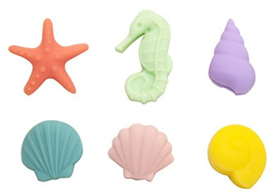 Winkee Muscheln Glasmarker 6er Set Weinglasmarkierer aus Silikon | Wiederverwendbare Drink Marker für Wein-, Trink- und Getränkegläser, praktisches Party-Zubehör im Tierdesign