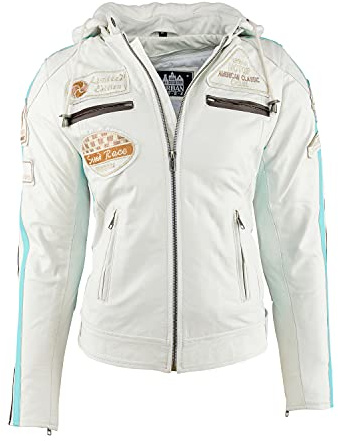 URBAN 5884 Motorradjacke Damen Mit Protektoren, Damenjacke aus Lammleder, Protektoren für Rücken, Schultern und Ellenbogen